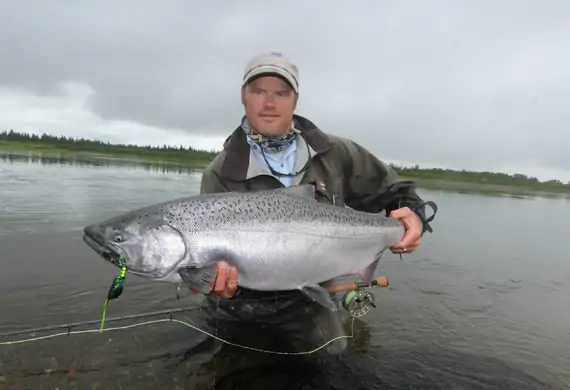 Royal Coachman Lodge angler with a large Alaska fish